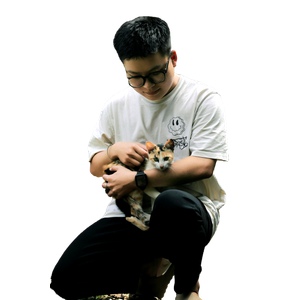 Young Man In Garden, Embracing Cat, Creating A Peaceful Connection. 17340 - Cat PNG image with transparent background